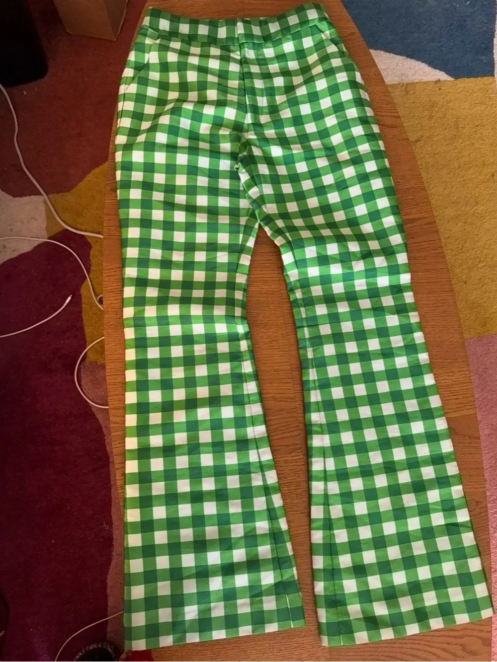 Cynthia Rowley Green and White Check Kids Pajama Bottoms